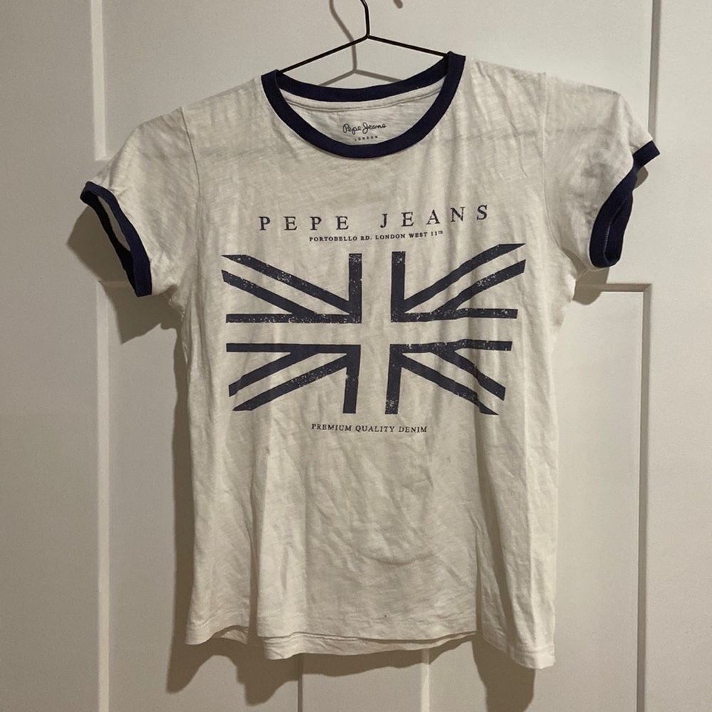 Pepe Jeans Blue and white short sleeve T-shirt with the size 14/164